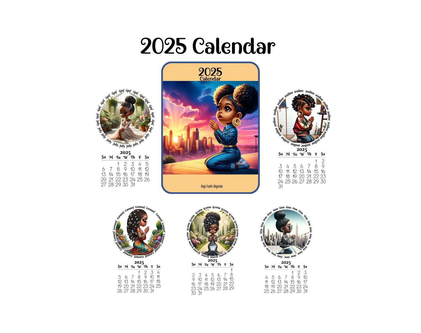 2025 Calendar - Praying Woman