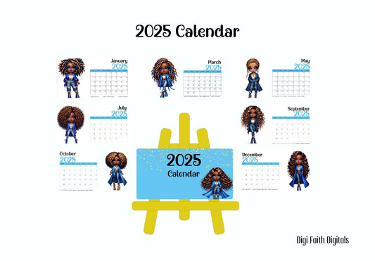 2025 Calendar - Chibi Girls in Blue
